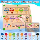 Magnetic Color & Number Maze - Montessori Wooden Color Matching Learning Counting Puzzle Board