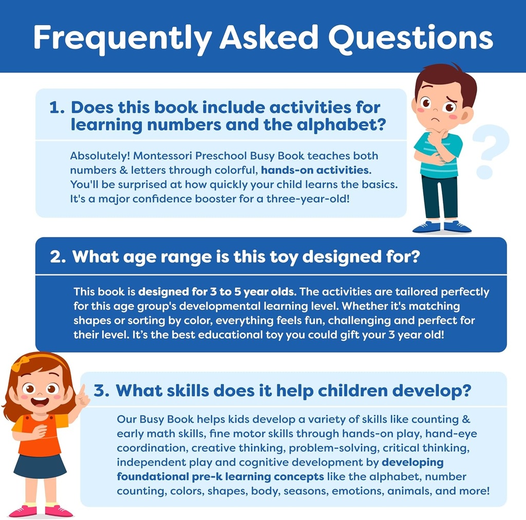 Montessori Preschool Busy Book for Toddlers Ages 3 and Up - Preassembled - Preschool Learning Activities Homeschool Montessori Toys
