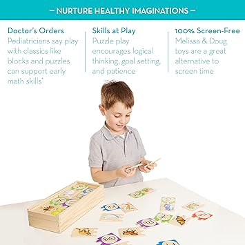 Melissa & Doug Self-Correcting Alphabet Wooden Puzzles with Storage Box (52 pcs) ABC Puzzles