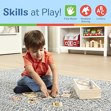 Melissa & Doug Self-Correcting Alphabet Wooden Puzzles with Storage Box (52 pcs) ABC Puzzles