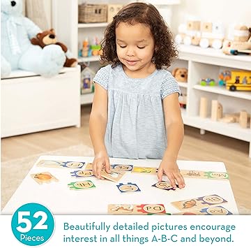 Melissa & Doug Self-Correcting Alphabet Wooden Puzzles with Storage Box (52 pcs) ABC Puzzles