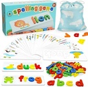 BEESTECH Alphabet ABC Learning Educational Toys for 2 3 4 5 Years Old Boys Girls, Wooden Puzzle Flash Cards Preschool Activity Letter Matching Games for Kids Toddlers