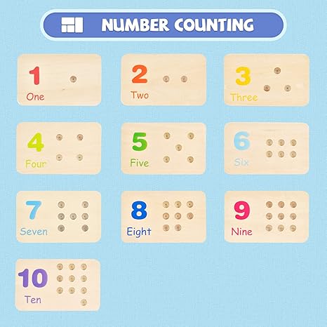 Wooden Montessori Number Blocks for Toddlers, Counting Peg Board for Kids Age 3 4 5,Preschool Learning Toys,Ideal for Kids 3 4 5 Years Old
