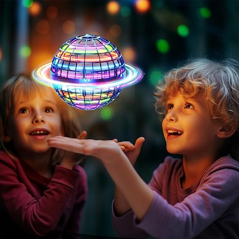 Flying Orb Ball with Dazzling Lights, Magic Hover Spinner, Cool Boomerang Drone, Floating Cosmic Globe