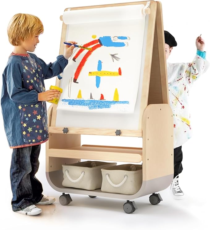 BanaSuper 3-in-1 Kids Art Easel with Wheels - Height Adjustable
