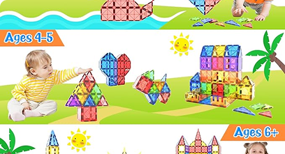 Magnetic Tiles Kids Toys STEM Magnet Toy for Toddler Magnetic Blocks Building Preschool Learning Sensory Montessori Toys 