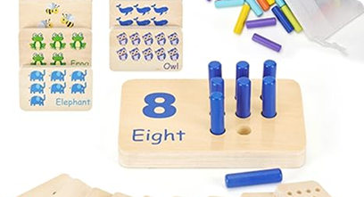 Wooden Montessori Number Blocks for Toddlers, Counting Peg Board